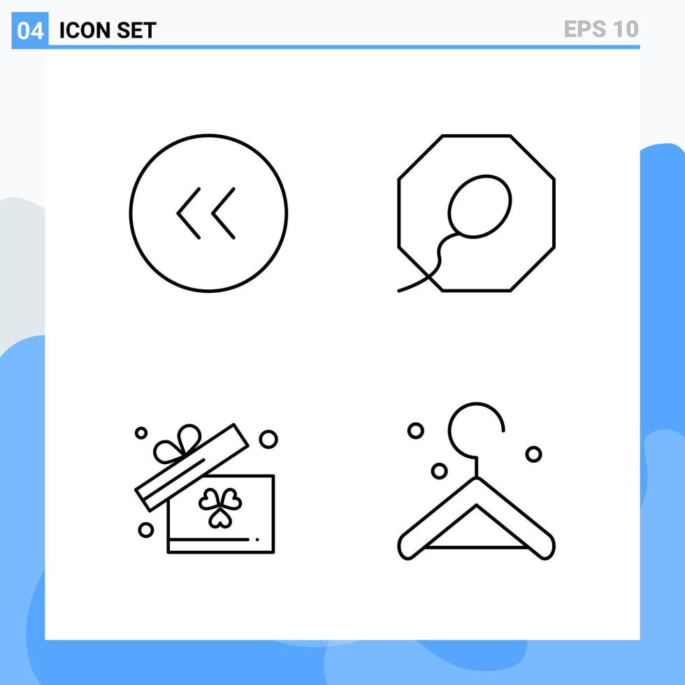 Modern 4 Line style icons Outline Symbols for general use Creative Line Icon Sign Isolated on White Background 4 Icons Pack Creative Black Icon vector background