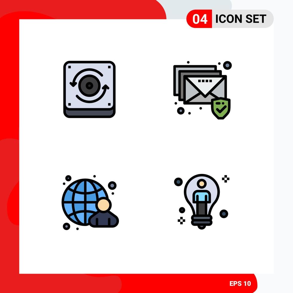 4 Filledline Flat Color concept for Websites Mobile and Apps computing internet email businessman idea Editable Vector Design Elements