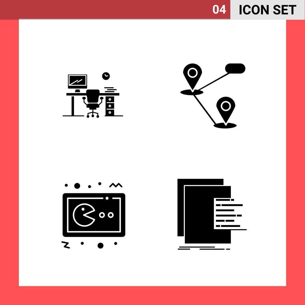 paquete de 4 iconos símbolos de glifo de estilo sólido sobre fondo blanco signos simples para el diseño general fondo de vector de icono negro creativo