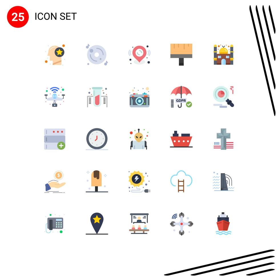 25 Creative Icons Modern Signs and Symbols of mosque paint multimedia brush map pin Editable Vector Design Elements