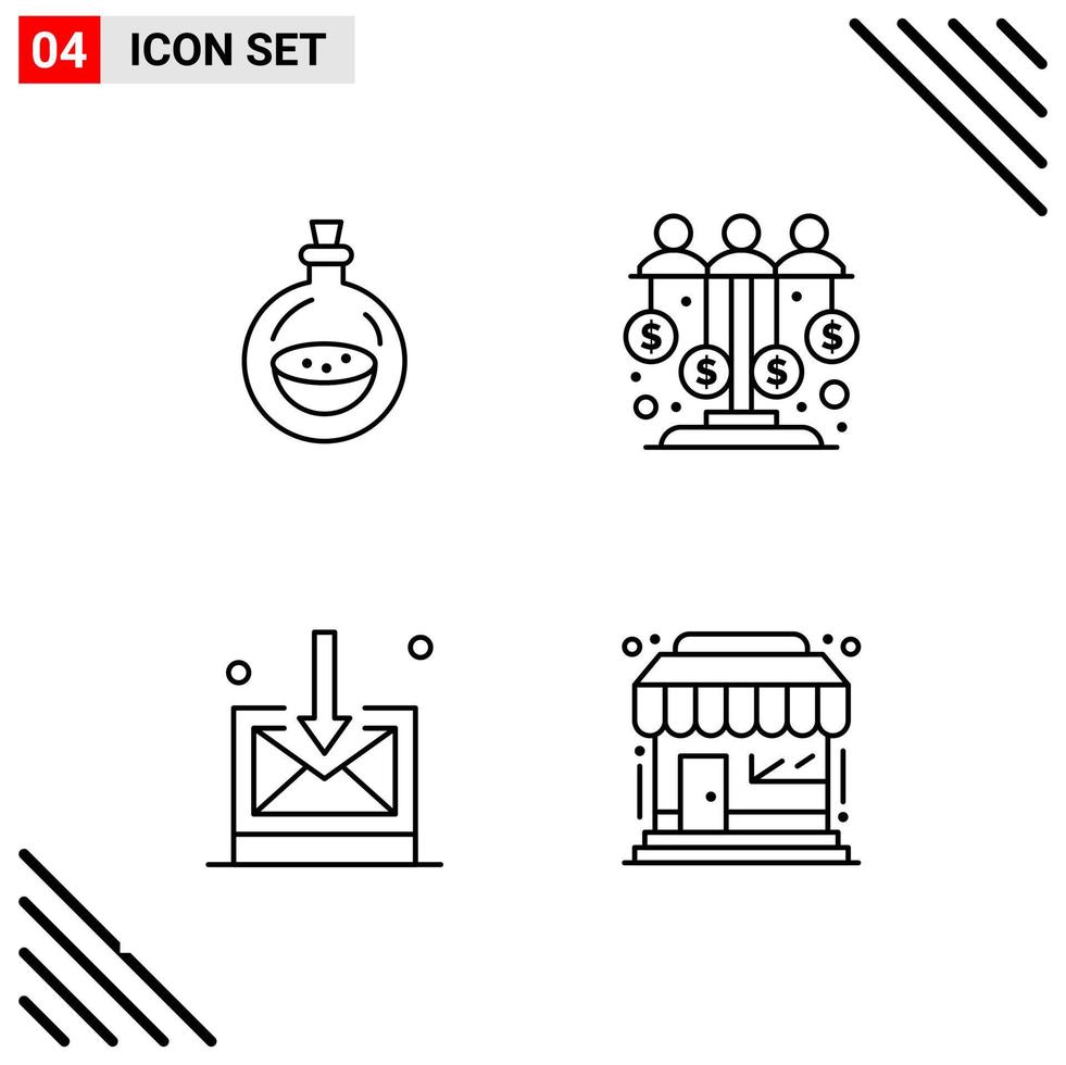 Pixle Perfect Set of 4 Line Icons Outline Icon Set for Webite Designing and Mobile Applications Interface Creative Black Icon vector background