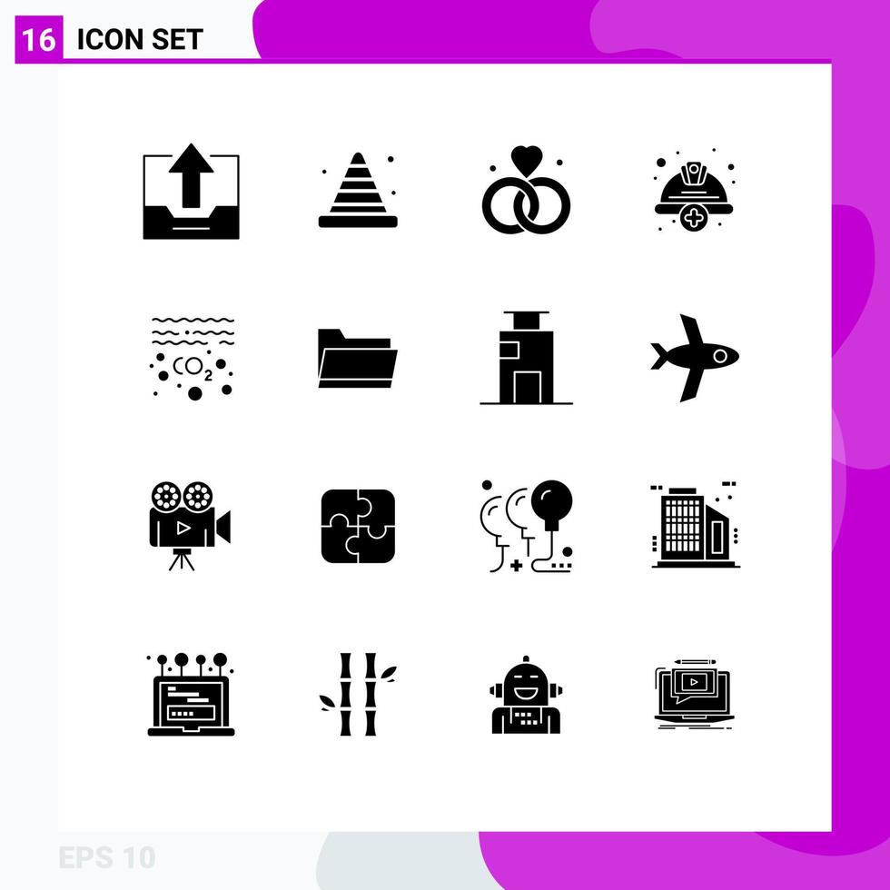 Set of 16 Modern UI Icons Symbols Signs for helmet cap road add v Editable Vector Design Elements