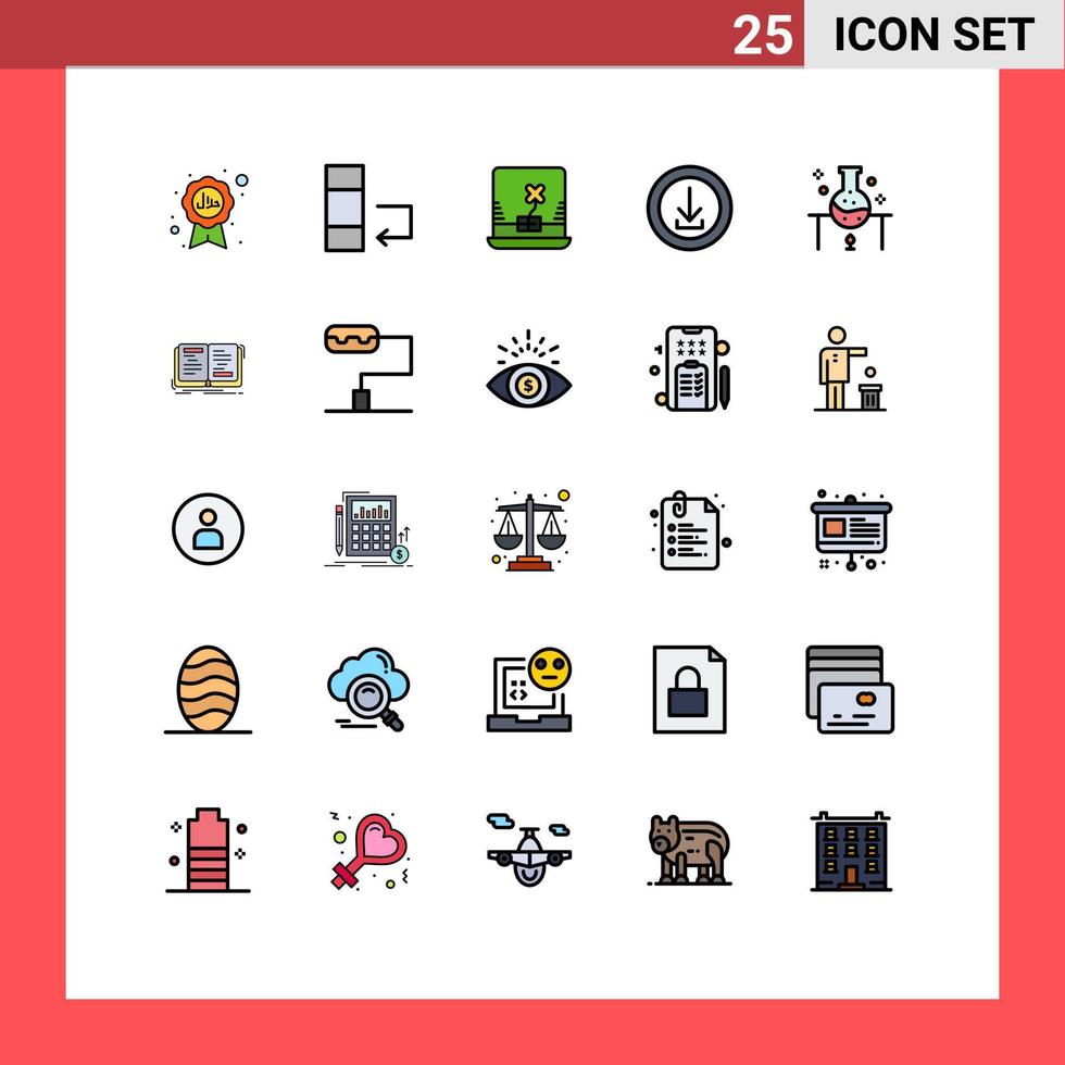 Modern Set of 25 Filled line Flat Colors Pictograph of science laboratory computer we download Editable Vector Design Elements