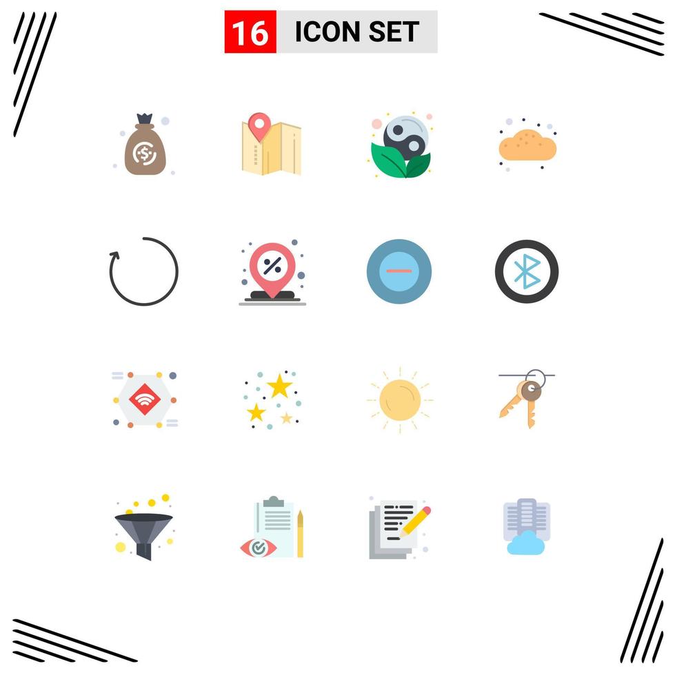 16 Universal Flat Colors Set for Web and Mobile Applications rotate arrow yang pastry bread Editable Pack of Creative Vector Design Elements