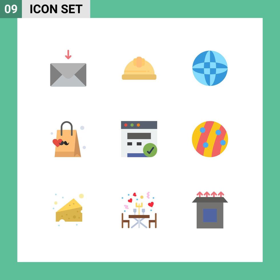 Group of 9 Flat Colors Signs and Symbols for dandruff seo internet browser fathers day Editable Vector Design Elements