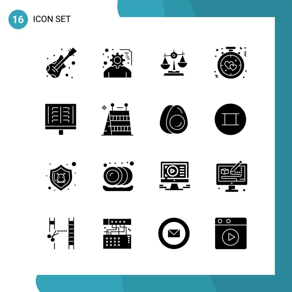 Vector Pack of 16 Glyph Symbols Solid Style Icon Set on White Background for Web and Mobile Creative Black Icon vector background