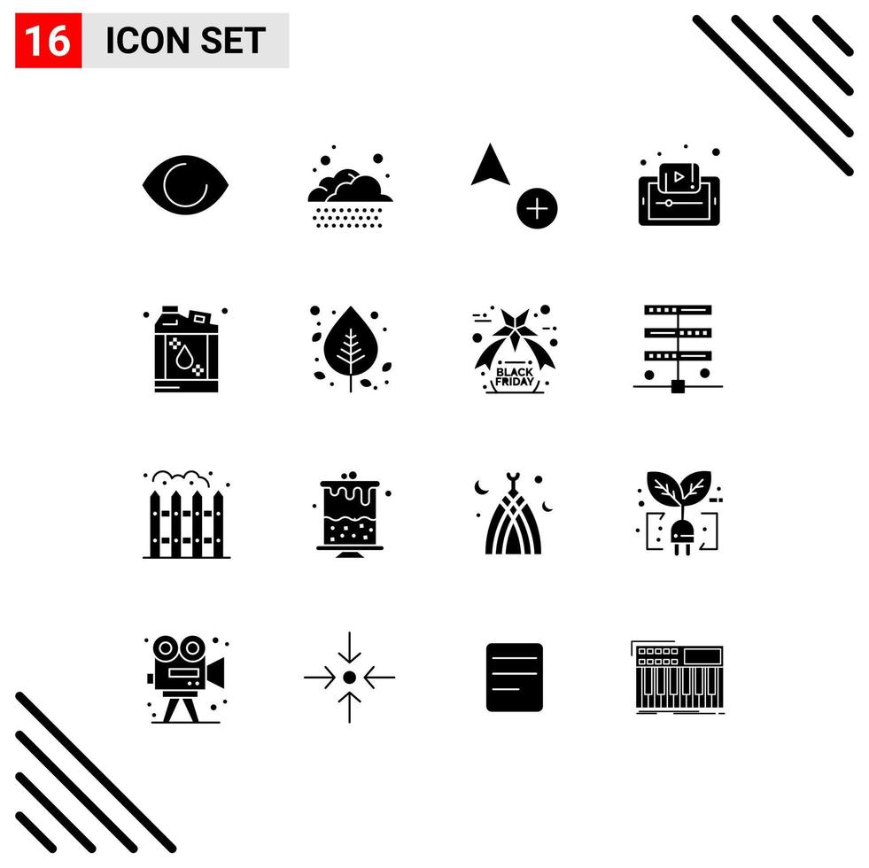 Mobile Interface Solid Glyph Set of 16 Pictograms of flammable tutorials copy smartphone learning Editable Vector Design Elements
