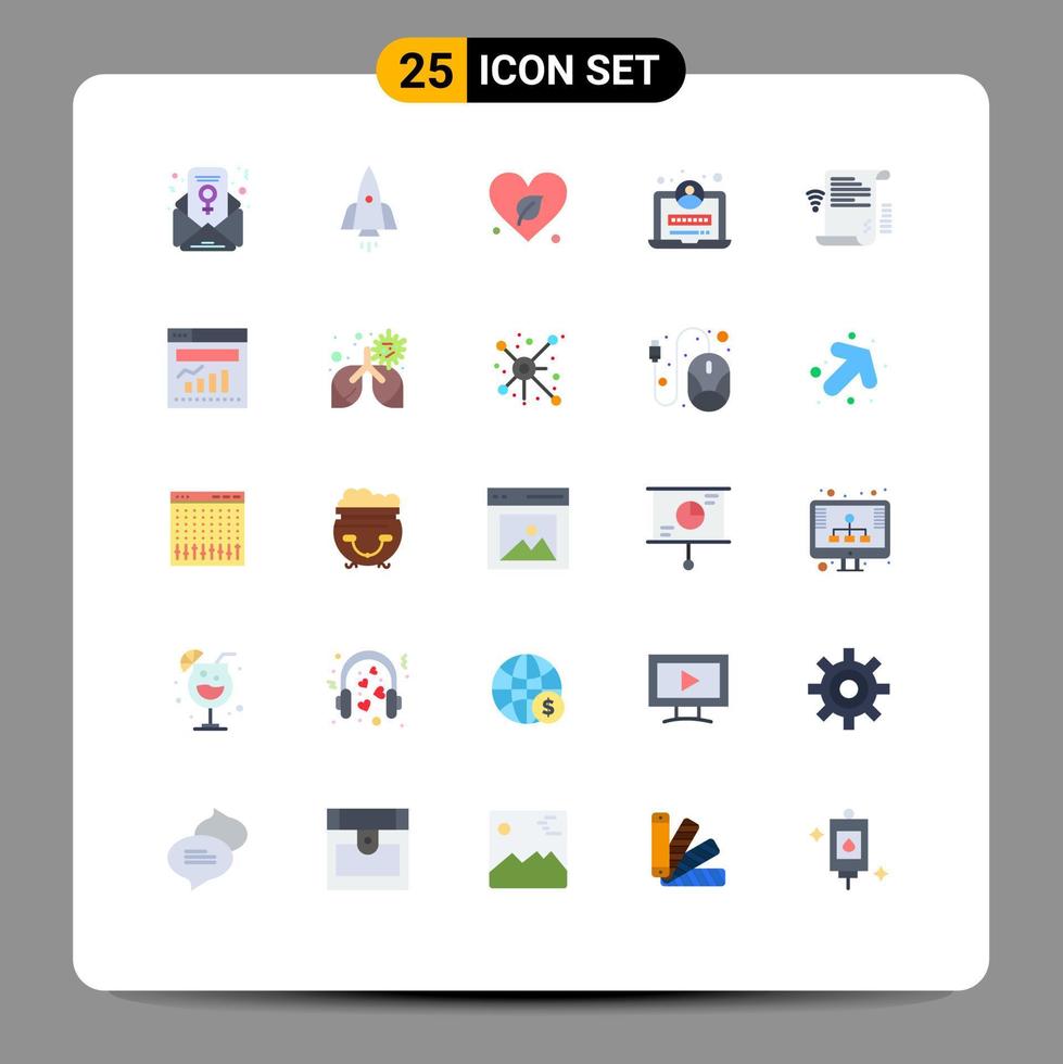 paquete de iconos de vector de stock de 25 signos y símbolos de línea para datos de presentación desarrollo de inicio de sesión de corazón elementos de diseño de vector editables