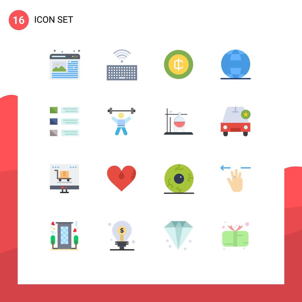 Set of 16 Vector Flat Colors on Grid for list design coin world internet Editable Pack of Creative Vector Design Elements