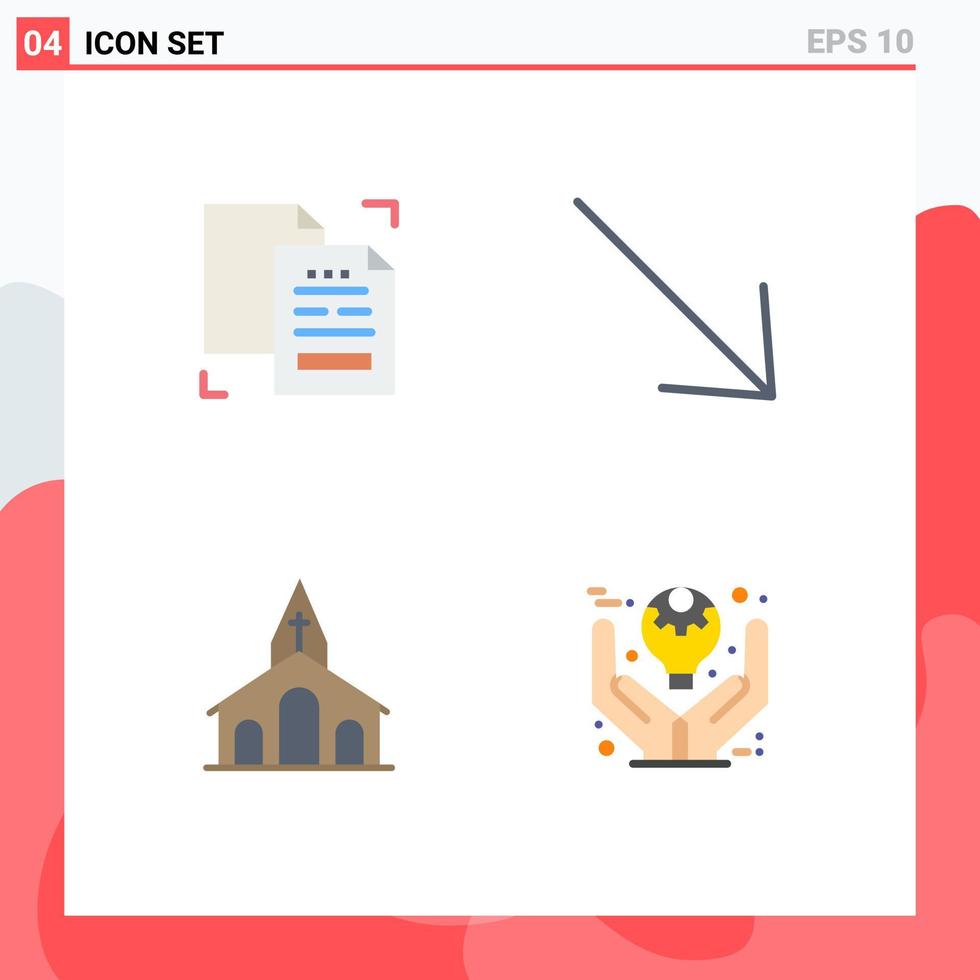 User Interface Pack of 4 Basic Flat Icons of content celebration document right cross Editable Vector Design Elements