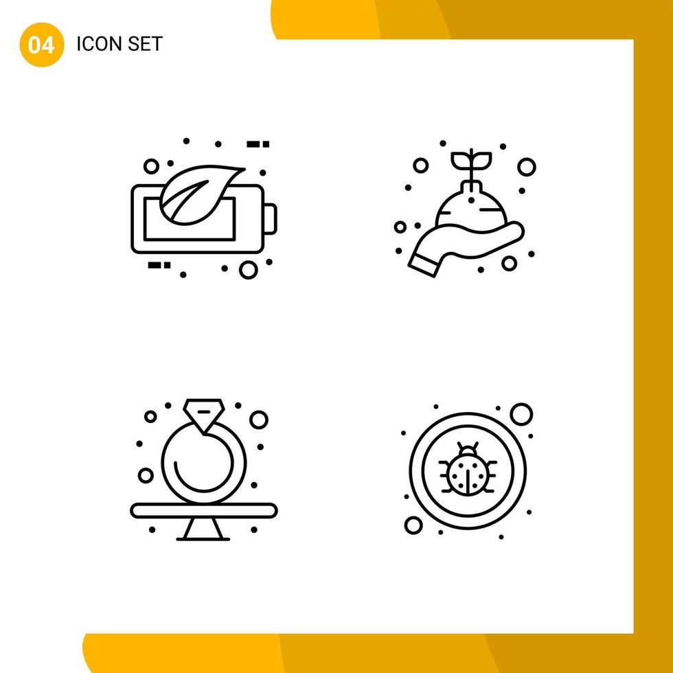 4 Icon Set Line Style Icon Pack Outline Symbols isolated on White Backgound for Responsive Website Designing Creative Black Icon vector background