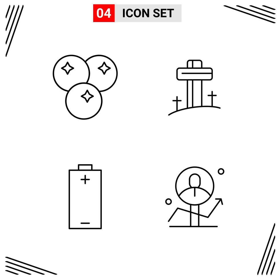 4 Icons Line Style Grid Based Creative Outline Symbols for Website Design Simple Line Icon Signs Isolated on White Background 4 Icon Set Creative Black Icon vector background