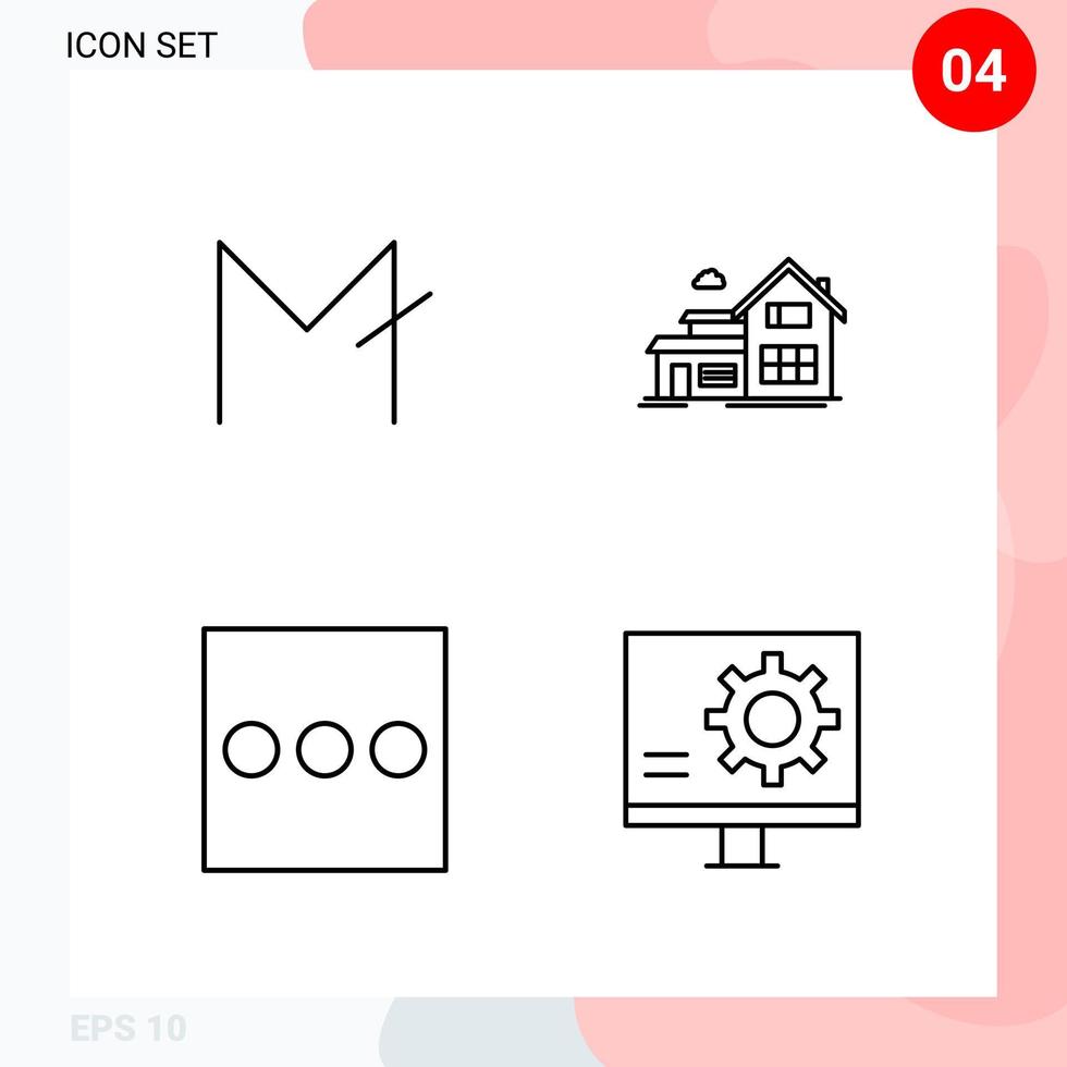 Vector Pack of 4 Icons in Line Style Creative Outline Pack isolated on White Background for Web and Mobile Creative Black Icon vector background