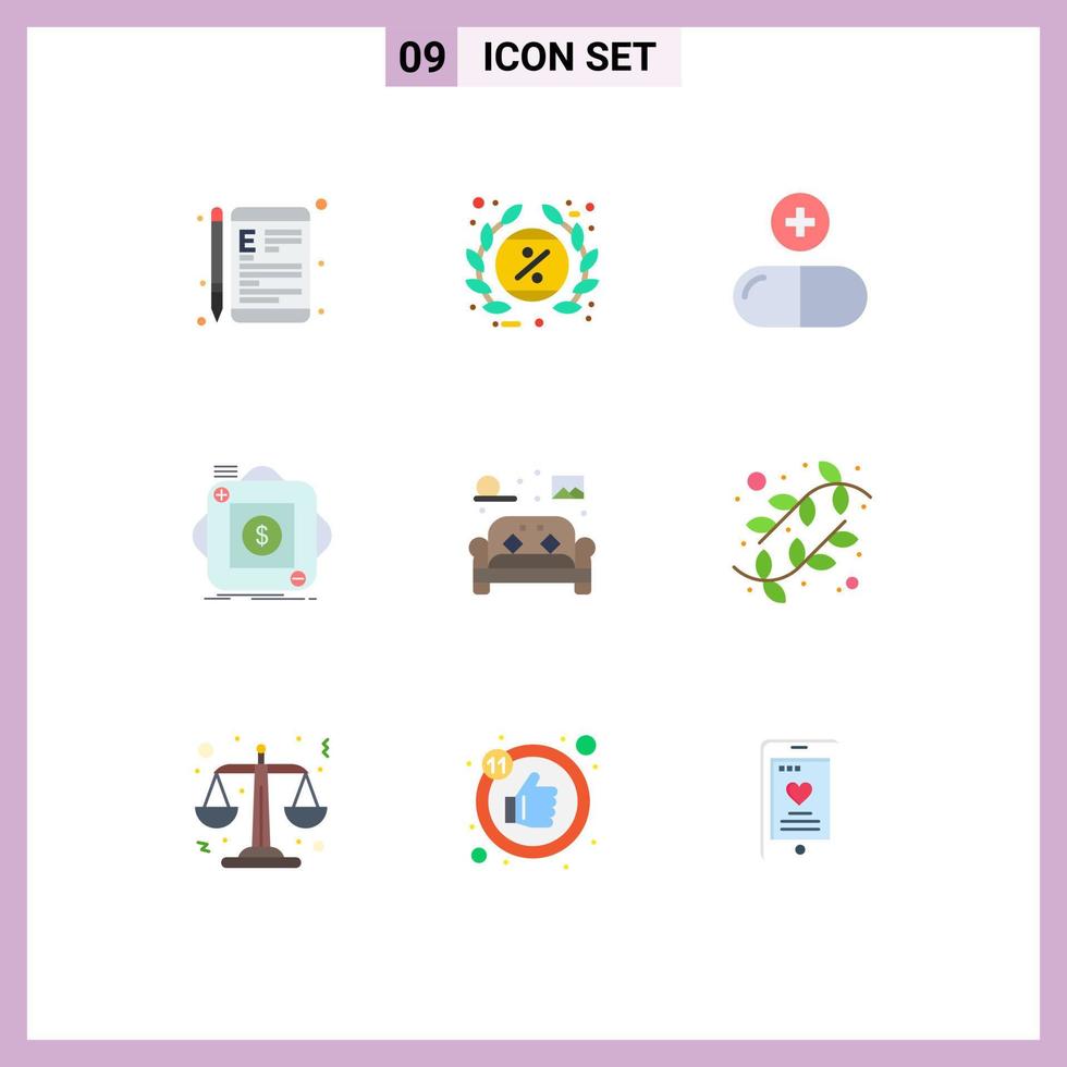 9 iconos creativos signos y símbolos modernos de la compra de la aplicación signo de descuento elementos de diseño vectorial editables médicos vector