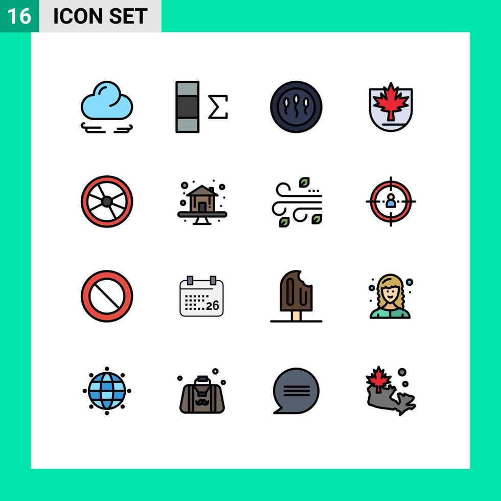 Universal Icon Symbols Group of 16 Modern Flat Color Filled Lines of experiment chemistry medicine biology canada Editable Creative Vector Design Elements