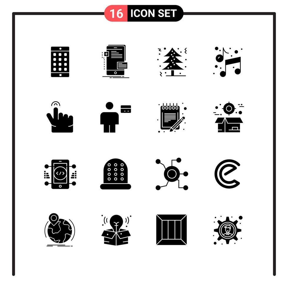 Set of 16 Solid Style Icons for web and mobile Glyph Symbols for print Solid Icon Signs Isolated on White Background 16 Icon Set Creative Black Icon vector background