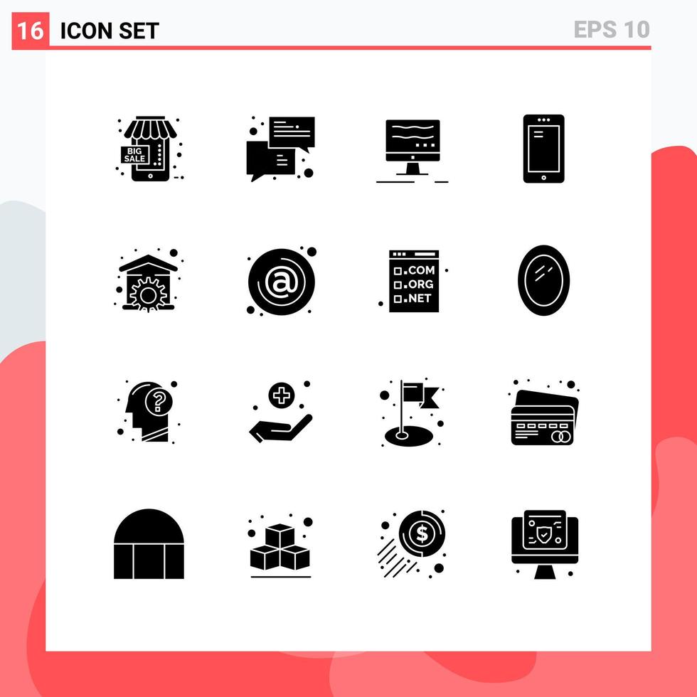 Set of 16 Modern UI Icons Symbols Signs for house huawei communication mobile phone Editable Vector Design Elements