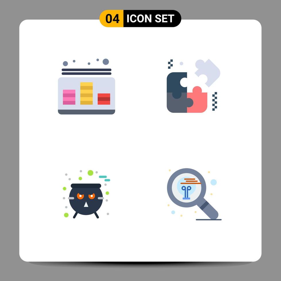 Modern Set of 4 Flat Icons Pictograph of audio cauldron music puzzle scary Editable Vector Design Elements