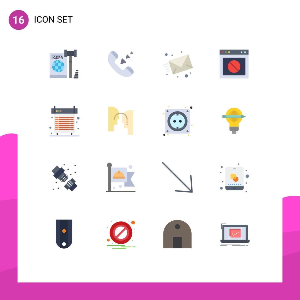Universal Icon Symbols Group of 16 Modern Flat Colors of website warning phone stop web Editable Pack of Creative Vector Design Elements