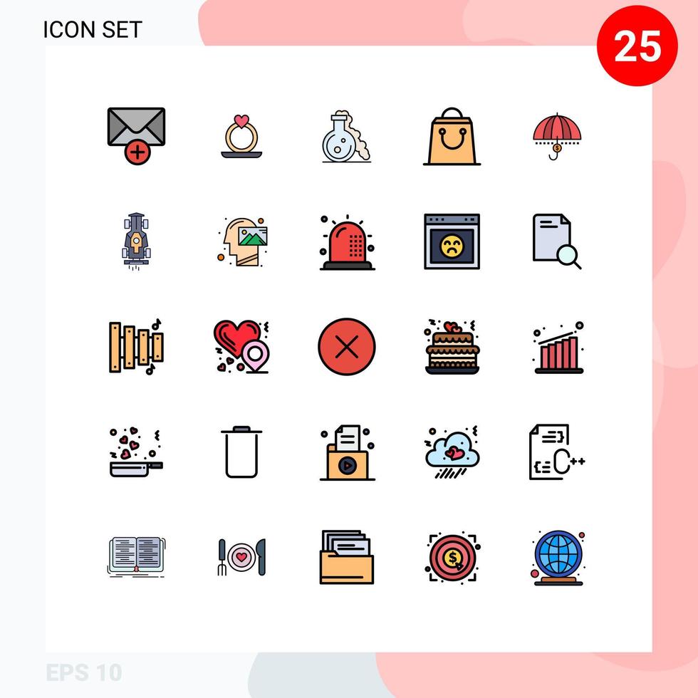 Stock Vector Icon Pack of 25 Line Signs and Symbols for protection financial test finance shopping Editable Vector Design Elements