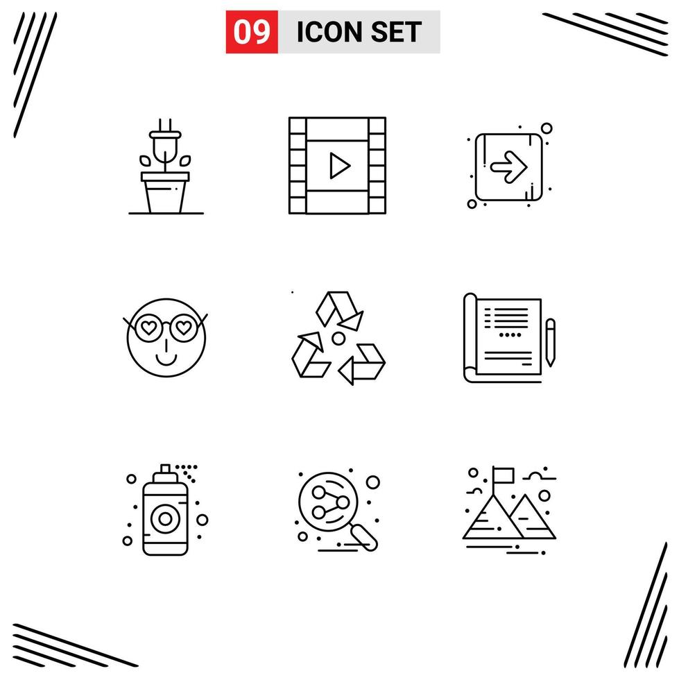 Universal Icon Symbols Group of 9 Modern Outlines of garbage ecology right eco cute Editable Vector Design Elements