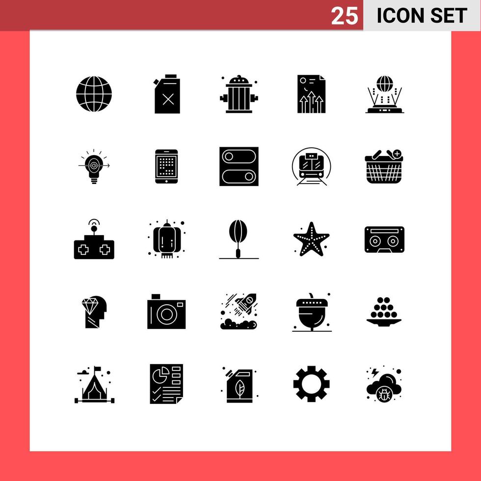 25 iconos creativos signos y símbolos modernos del enrutador Internet bombero informe documento elementos de diseño vectorial editables vector