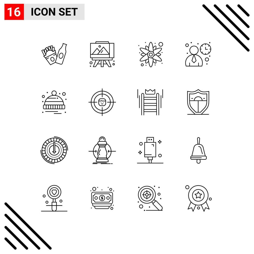 16 Outline concept for Websites Mobile and Apps business winter sun flower hat user interface Editable Vector Design Elements