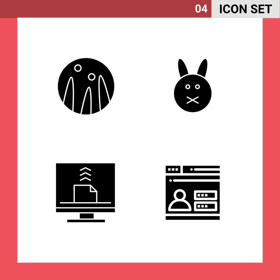 4 Creative Icons Modern Signs and Symbols of hair conditioning desktop bynny communication user Editable Vector Design Elements