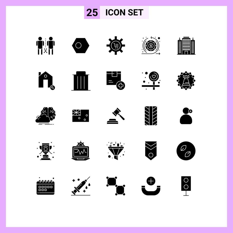 25 Creative Icons Modern Signs and Symbols of money setting country gear e Editable Vector Design Elements