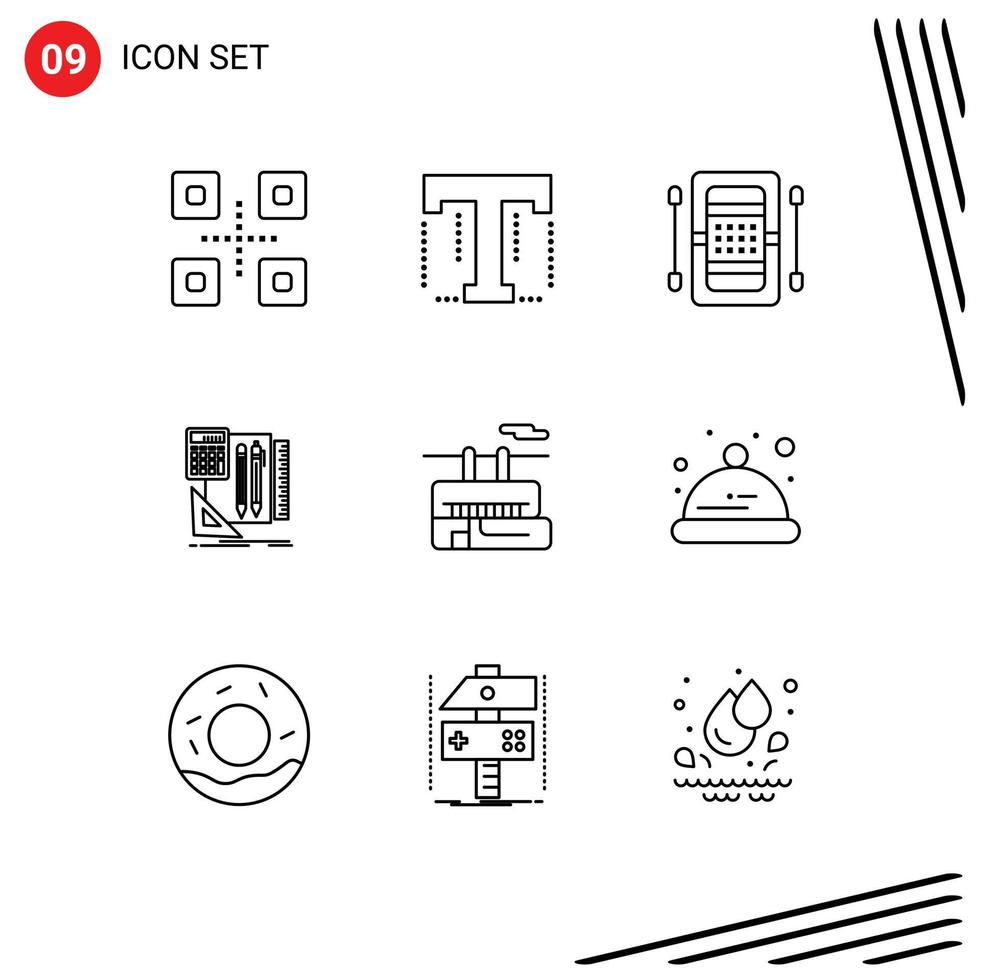 Editable Vector Line Pack of 9 Simple Outlines of chair lift calculator activities book kayak Editable Vector Design Elements