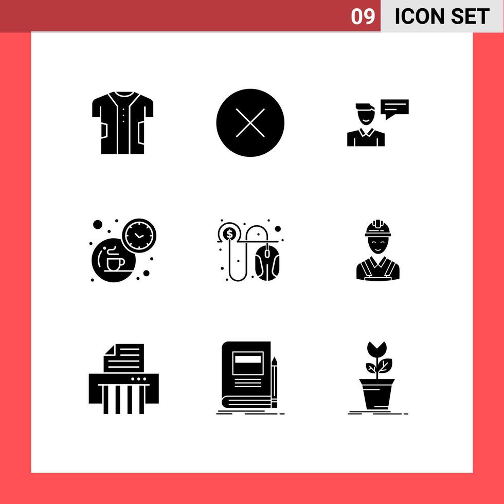 9 Creative Icons Modern Signs and Symbols of click tea chat coffee conversation Editable Vector Design Elements