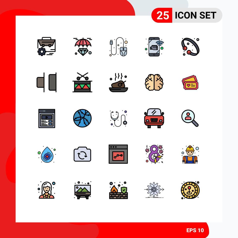 25 iconos creativos signos y símbolos modernos de registro de brazalete invertir monitoreo cctv elementos de diseño vectorial editables vector