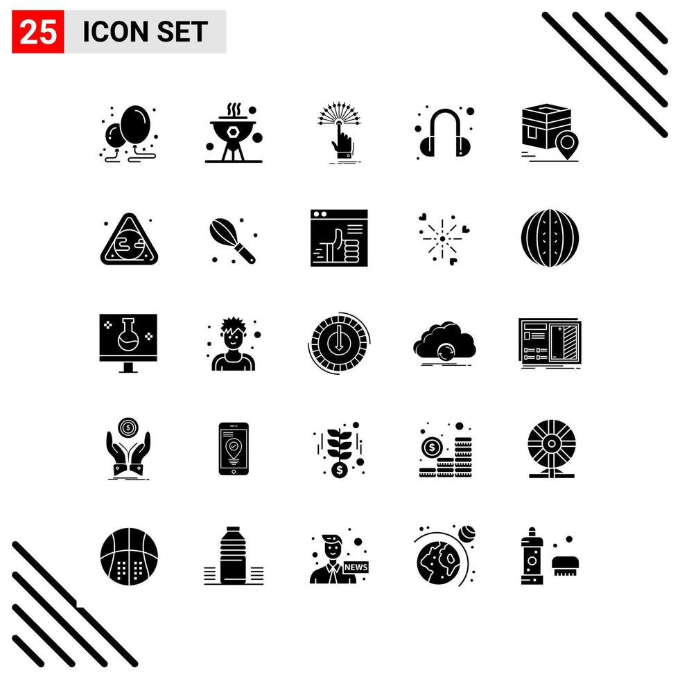 Pixle Perfect Set of 25 Solid Icons Glyph Icon Set for Webite Designing and Mobile Applications Interface Creative Black Icon vector background