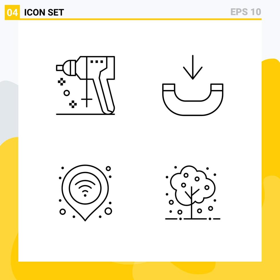 Universal Icon Symbols Group of 4 Modern Filledline Flat Colors of construction pin tool phone wifi Editable Vector Design Elements