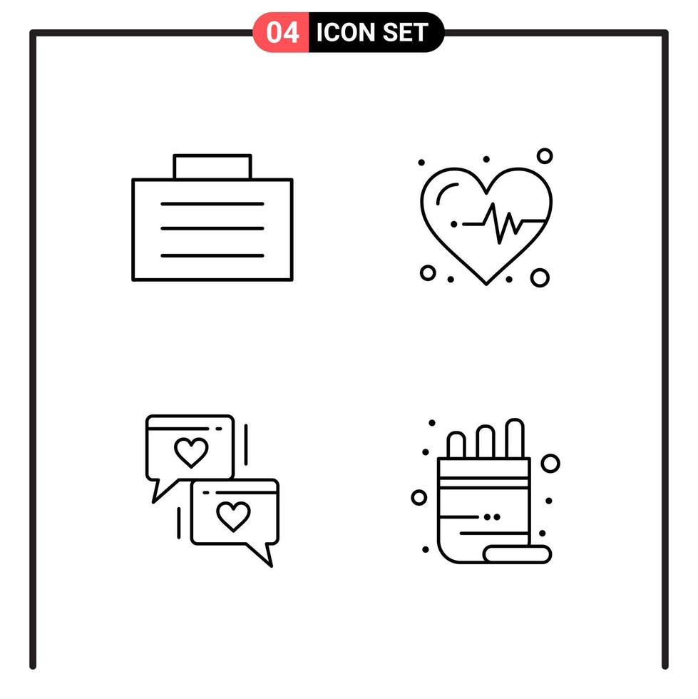 Set of 4 Line Style Icons for web and mobile Outline Symbols for print Line Icon Signs Isolated on White Background 4 Icon Set Creative Black Icon vector background