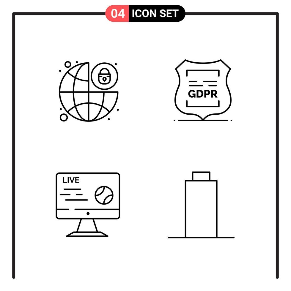 Set of 4 Line Style Icons for web and mobile Outline Symbols for print Line Icon Signs Isolated on White Background 4 Icon Set Creative Black Icon vector background