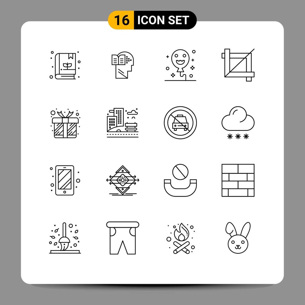 Set of 16 Modern UI Icons Symbols Signs for city love halloween present graphic Editable Vector Design Elements