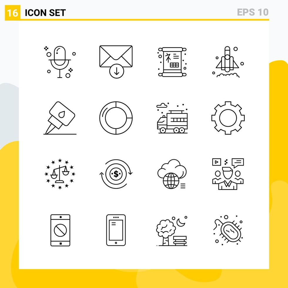 colección de 16 iconos de línea universal conjunto de iconos para web y móvil fondo de vector de icono negro creativo