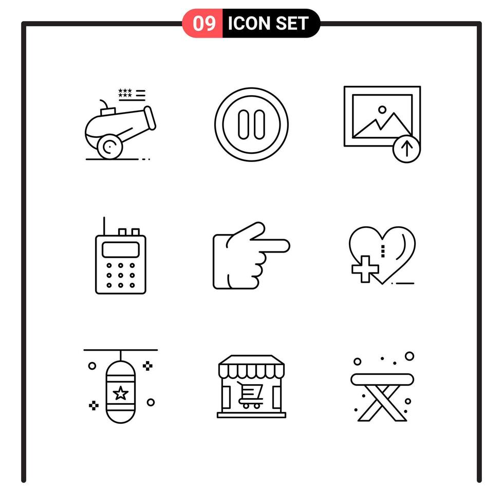Set of 9 Line Style Icons for web and mobile Outline Symbols for print Line Icon Signs Isolated on White Background 9 Icon Set Creative Black Icon vector background