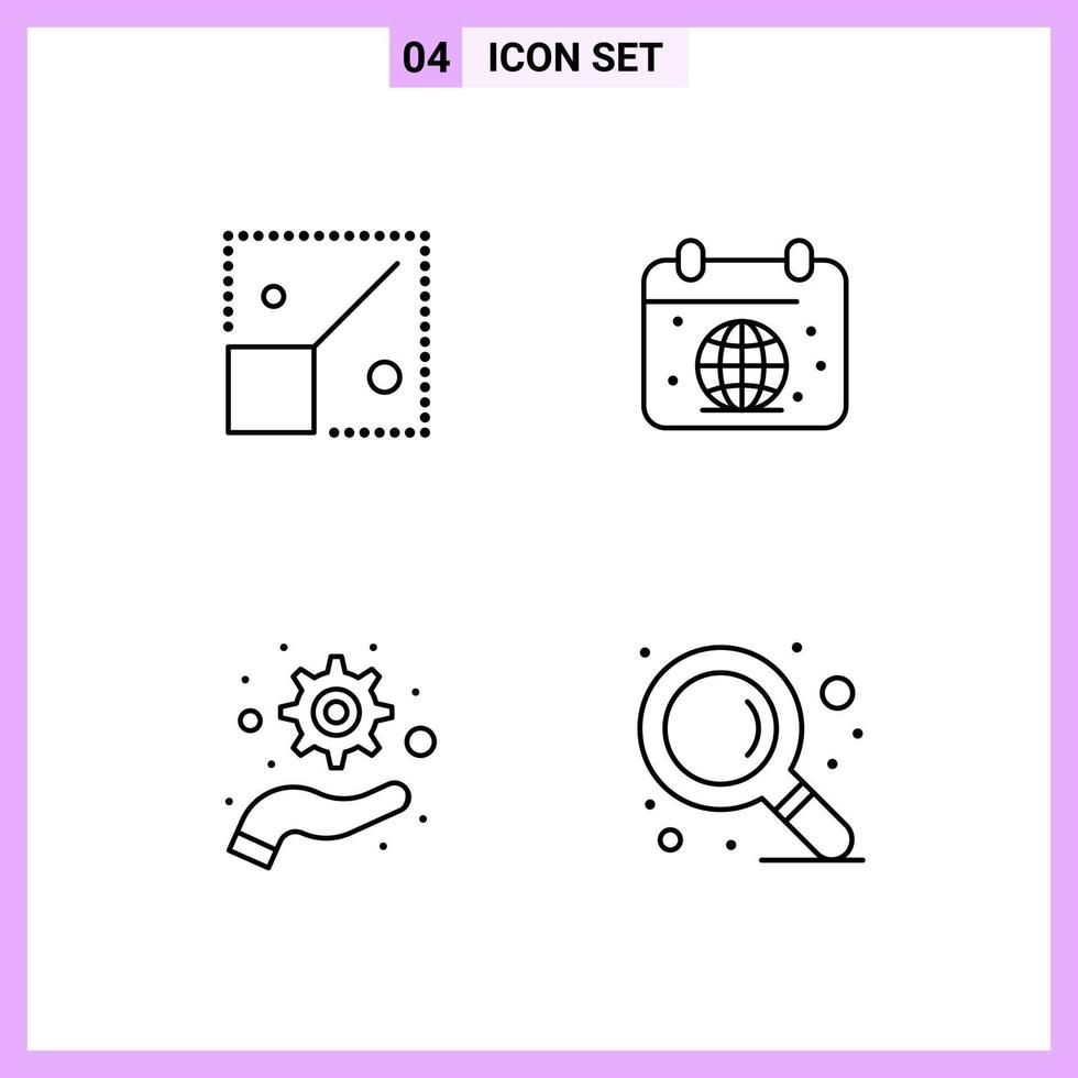 4 iconos en estilo de línea símbolos de contorno sobre fondo blanco signos de vector creativo para web móvil e imprimir fondo de vector de icono negro creativo