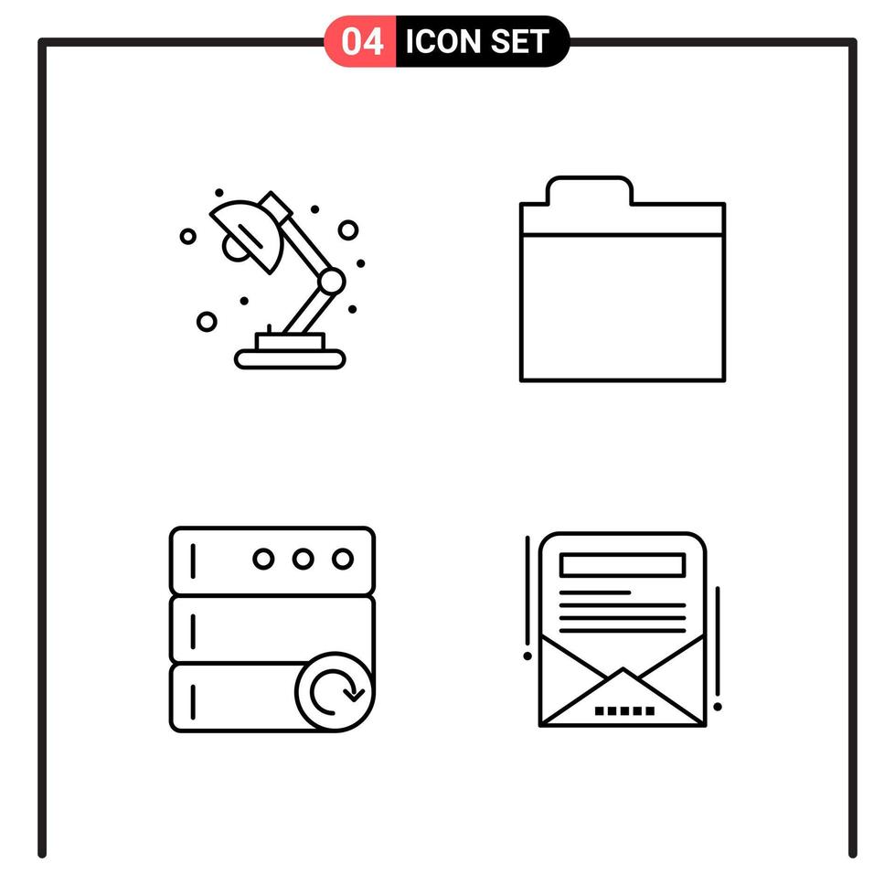 Set of 4 Line Style Icons for web and mobile Outline Symbols for print Line Icon Signs Isolated on White Background 4 Icon Set Creative Black Icon vector background