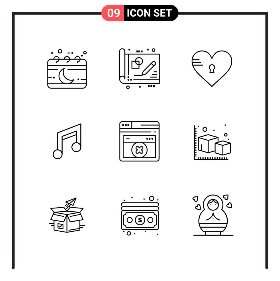 conjunto de 9 iconos de estilo de línea para web y símbolos de esquema móvil para signos de icono de línea de impresión aislados en fondo blanco 9 conjunto de iconos fondo de vector de icono negro creativo