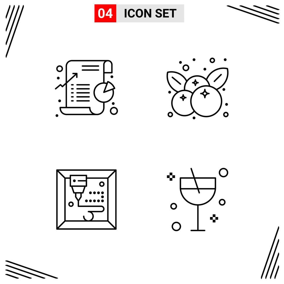 4 Icons Line Style Grid Based Creative Outline Symbols for Website Design Simple Line Icon Signs Isolated on White Background 4 Icon Set Creative Black Icon vector background