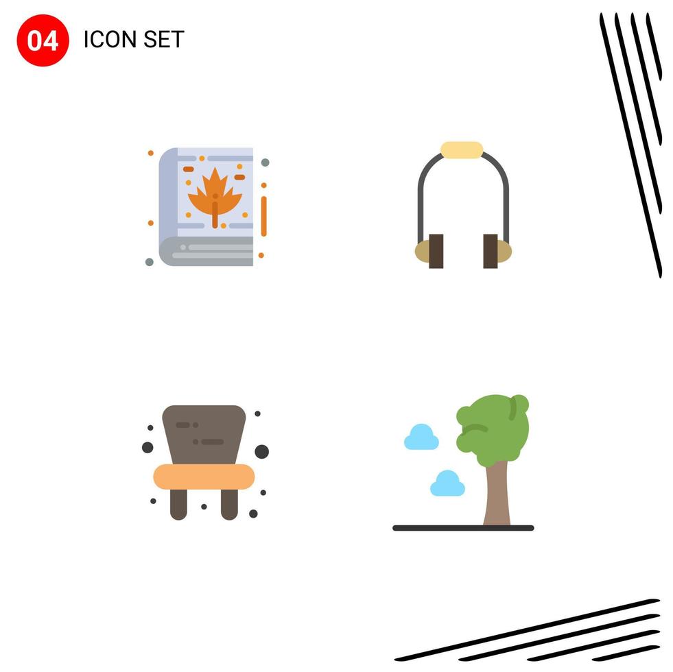 Set of 4 Modern UI Icons Symbols Signs for autumn chair bible phone arbor Editable Vector Design Elements