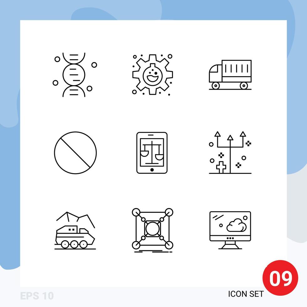 Modern Set of 9 Outlines Pictograph of internet prohibited delivery no cancel Editable Vector Design Elements