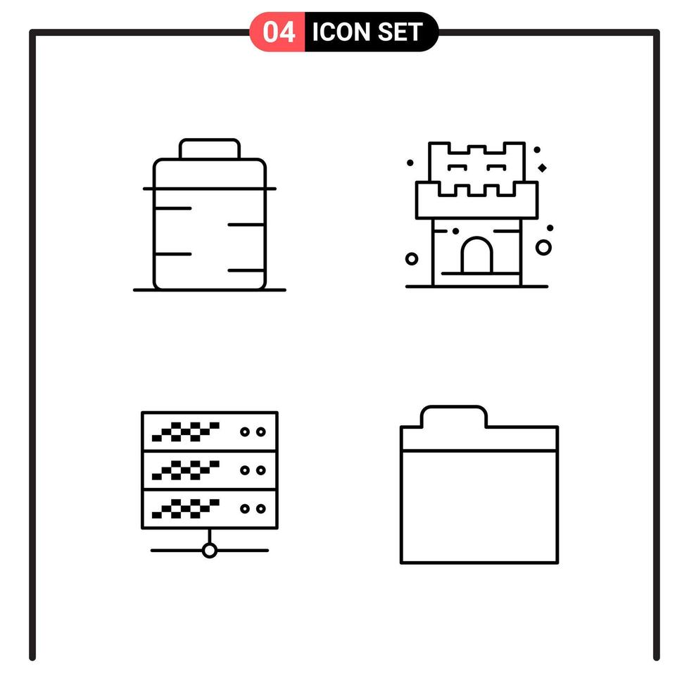 Set of 4 Line Style Icons for web and mobile Outline Symbols for print Line Icon Signs Isolated on White Background 4 Icon Set Creative Black Icon vector background