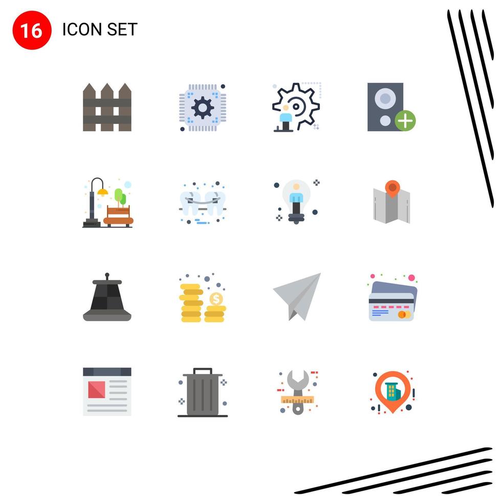 Pack of 16 creative Flat Colors of hardware devices web computers man Editable Pack of Creative Vector Design Elements