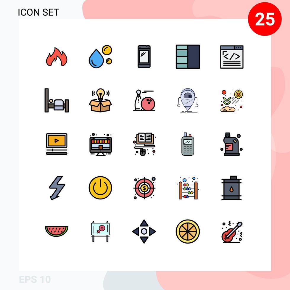 Universal Icon Symbols Group of 25 Modern Filled line Flat Colors of coding layout omega grid huawei Editable Vector Design Elements