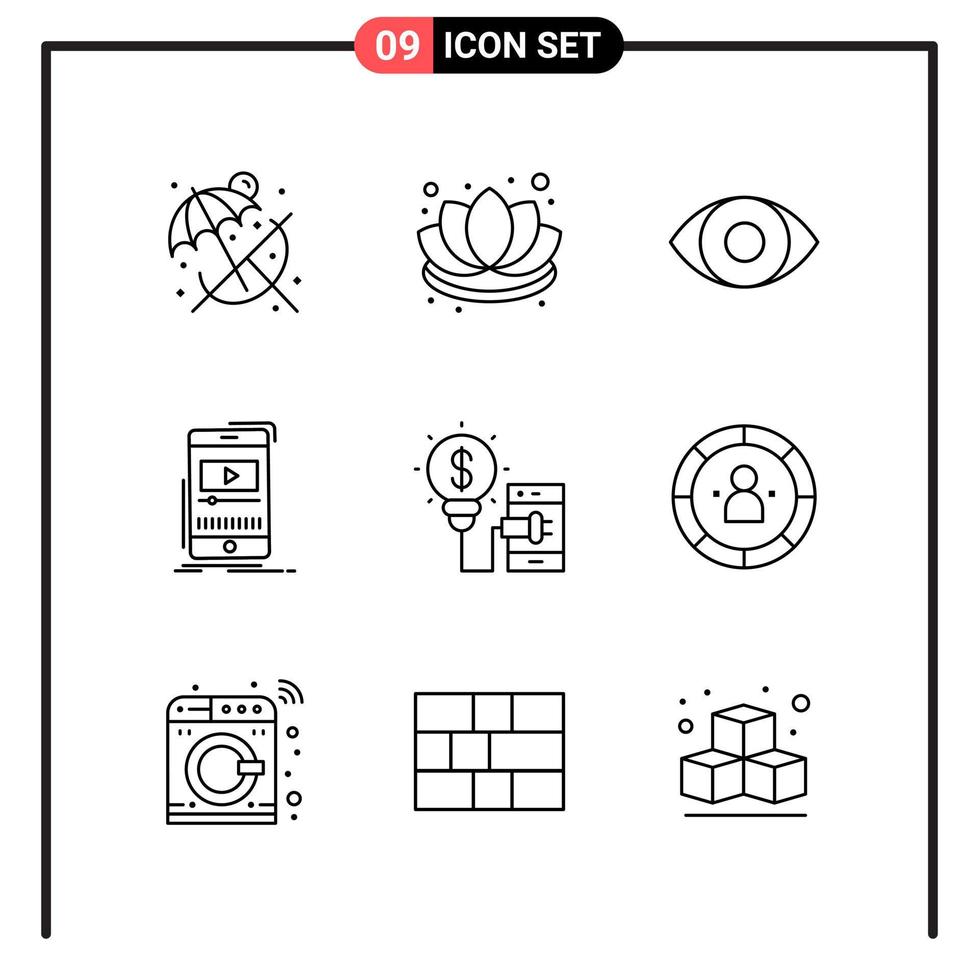 conjunto de 9 iconos de estilo de línea para web y símbolos de esquema móvil para signos de icono de línea de impresión aislados en fondo blanco 9 conjunto de iconos fondo de vector de icono negro creativo