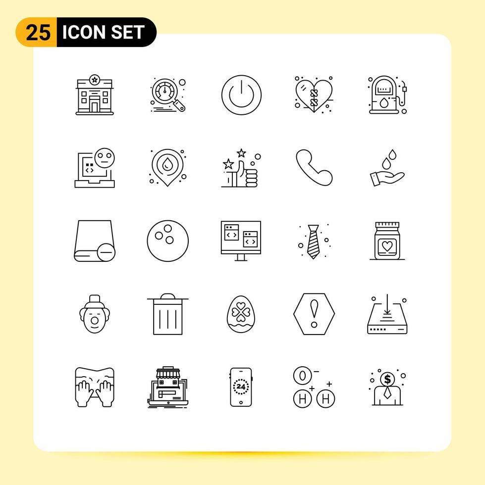 Universal Icon Symbols Group of 25 Modern Lines of gas heart ecology health bandage Editable Vector Design Elements